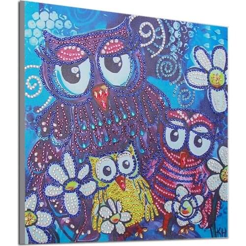 Special Shaped Diamond Painting Lovely Owl Style DIY 5D Partial Drill Cross Stitch Kits Crystal Diamond Paintings Home Decors