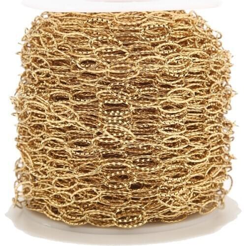 2 Meter 7mm Width Newest Design Stainless Steel Gold Embossing Link Chains Findings Fit DIY For Jewelry Making Accessories