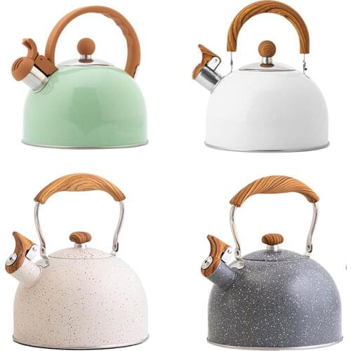 2.5L Whistling Kettle With Heat-Proof Handle Durable Stainless Steel Water Kettle Large Capacity Simple White Teapot