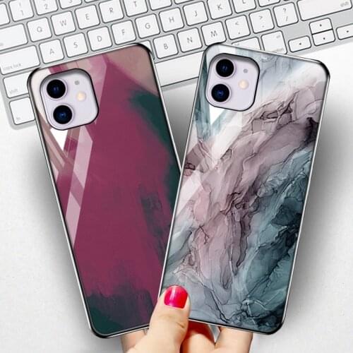 Watercolor Case For Iphone 11 Cases Luxury Tempered Glass Fundas iPhone12 Pro Max 12 Mini 7 8 XR SE 2020 X Xs 6 6s plus Covers
