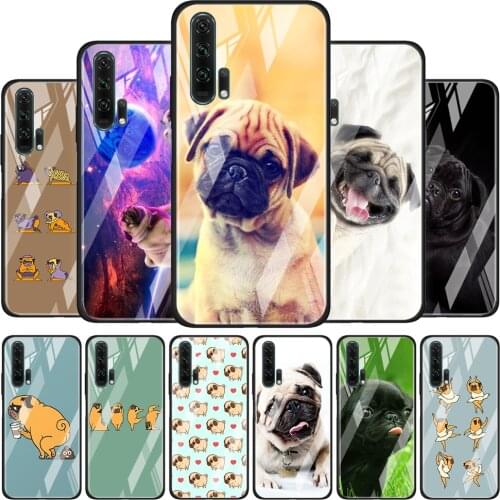 Tempered Glass Cover Cute Pugs Yogi Dog For Honor 30 20 10 9X 8X Lite Pro Plus Silicone Phone Case Coque Shell
