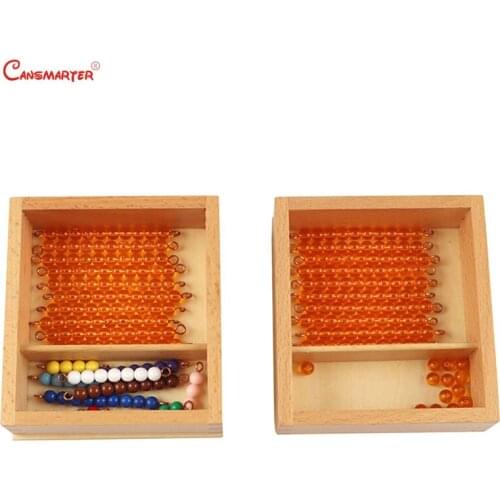 Montessori Maths Wooden Box With Beads Copper Wire for Ten Board Wood Number Training Children Preschool Teaching