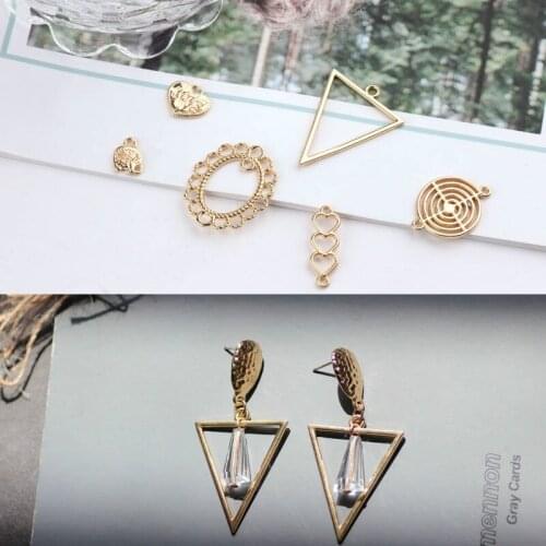 Diy accessories alloy simple geometry hollowed triangular elephant earrings pendant pendant