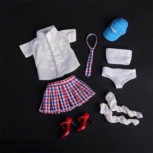 DIY FG041 1/6 Scale Sexy Pleated Skirt School Uniform Student Dress Suit & Shoes for 12'' Ph Jiaoudoll Verycool Figure