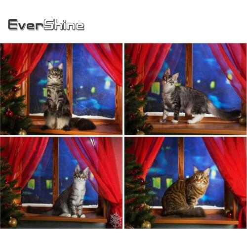 EverShine 5D DIY Diamond Painting Animal Cross Stitch Diamond Embroidery Full Square Drill Cat Mosaic Kits Home Decor Wall Art