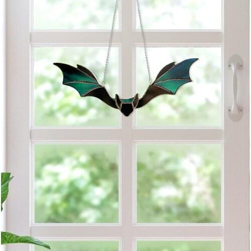 Halloween Bat Decoration Window Hanging Ornament Suncatcher Stained Acrylic For Home Office E7