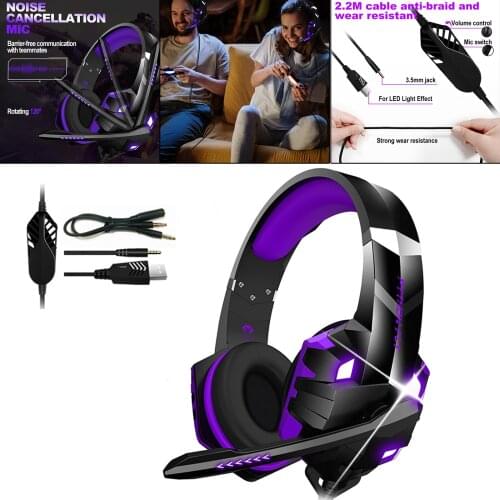 G9000MAX 3.5mm Gaming Headset w/Noise Cancelling Mic & LED Light, Compatible with PS4