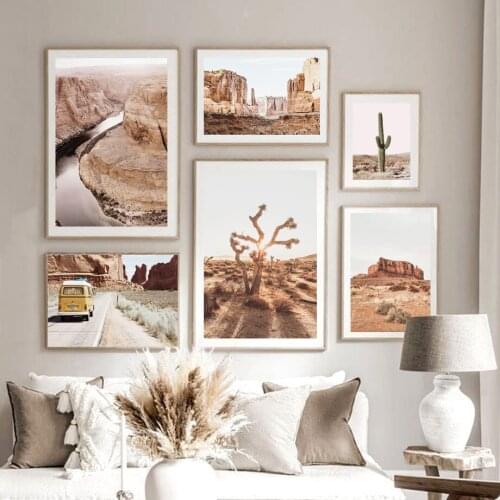 Cactus Desert Camel River Nature Canyon Tour Posters and Prints Wall Art Canvas Painting Wall Picture Living Room Decoration