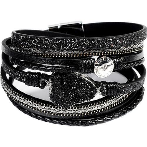 Artilady magnetic leather bracelet bangle multi color boho wrap bracelet jewelry gift for women men