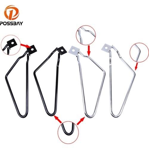POSSBAY Black/Chrome Motorcycle Saddle Bag Support Bars Mount Brackets for Harley Sportster XL Dyna Fat Bob Scooter Bag Brackets