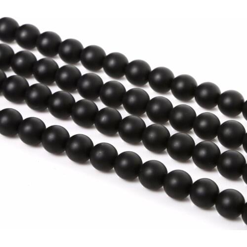4/6/8/10/12MM Black Polish Matte Onyx Round High Quality Natural Stone Spacer Beads For Jewelry Making Diy Bracelet Necklace