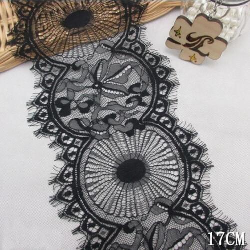 3Meters/lot Eyelash Black Soft Round Classic Lace Trim Decoration Crafts Sewing Lace Trim For Dress Making Decoration