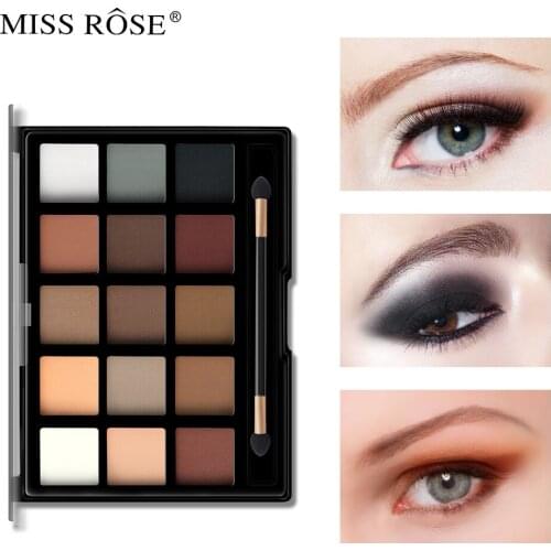 MISS ROSE 15 Color Pearl Light Matte Eye Shadow Professional Color Makeup Multi Color Eye Shadow Disc Eyeshadow Pallete