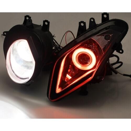 Motorcycle HID Xenon Projector Conversion Headlight LED Red Angel Eyes Headlamp For BMW S1000RR S 1000 RR 09-14