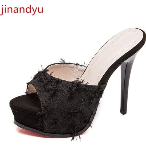 Thick Bottom High Heels Sexy Platform Summer Mules Slides Party Sandal Slippers Women Shoes Female Slippers Fashion Shoes Woman