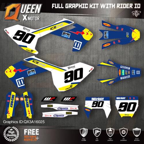 QUEEN X MOTOR Custom Team Graphics Decals Stickers Kit For Husqvarna Decal 2016-18 TC FC TX FX FS 17-19 TE FE 125-450CC 025