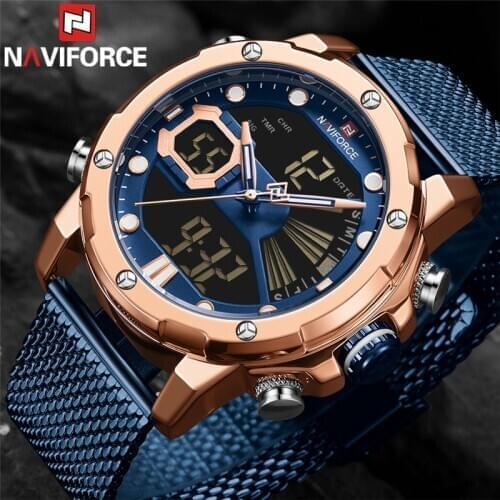 NAVIFORCE 9172 Men Watch Quartz Digital Male Clock Military Sport Stainless Steel Top Brand Luxury Waterproof Man Wristwatch