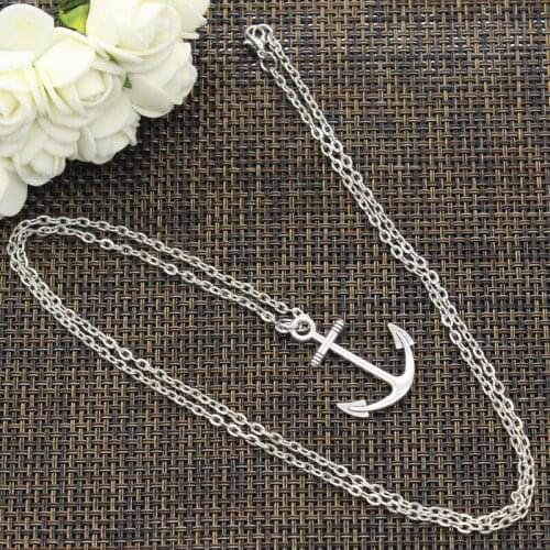 New Fashion Necklace anchor sea 31*25mm Silver Pendants Short Long Women Men Colar Gift Jewelry Choker