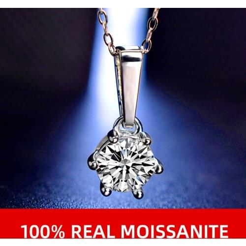 NYMPH Moissanite Dimond 1.0ct D color round 925 sterling silver necklace female party fine jewelry d1005