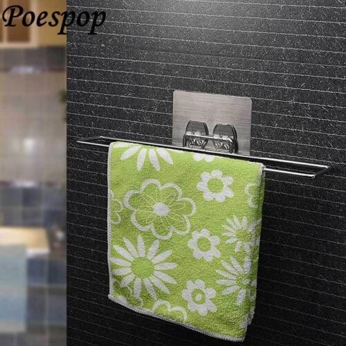 POSEPOP Door Hanging towel rack holder cloth shelf towel rail Bathroom Kitchen Accessory Double Rails Towel Bars Hanger Chromed