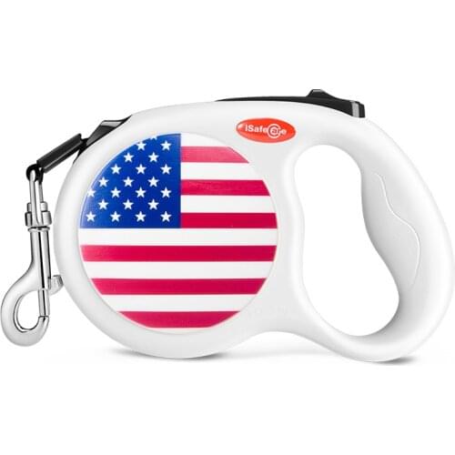 5M Automatic Retractable Dog Leash WIth American Flag Pattern Explosion-proof Pet Leashes Suitable For 15-50KG Dogs