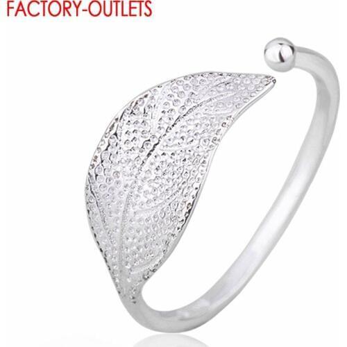 Simple Style Genuine 925 Sterling Silver Rings For Women Leaf Opening Finger Rings For Women Wedding Anniversiry Wholesale