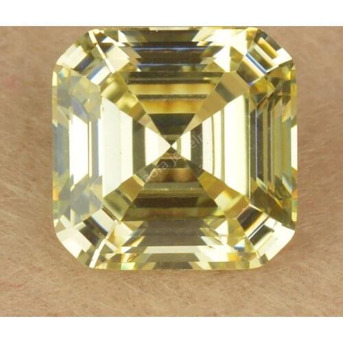 Sale 3*3~10*10mm 5A Asscher Cut Pagoda Shape Light Lemon Yellow Color Synthetic Cubic Zirconia Stone CZ Gems For Jewelry