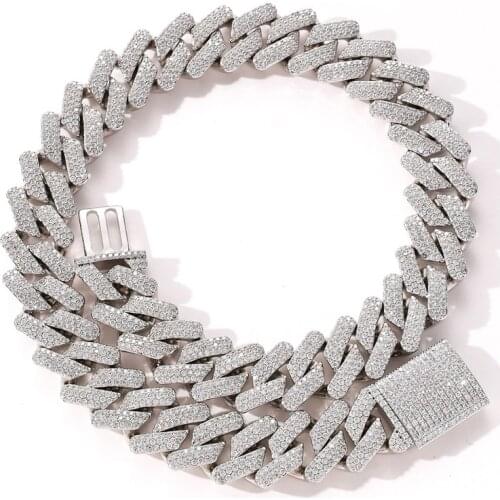 20mm Iced Out Cuban Link Chain Luxury Full CZ Stones Silver Gold Plated Mens Bling Diamond Hip Hop Jewelry Chain Necklaces