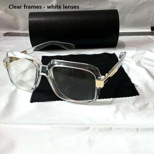 KAPELUS luxury sunglasses Clear square sunglasses Retro flat mirror student glasses Contains a black leather box