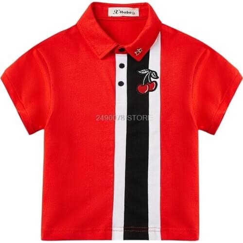 Boys Short Sleeve Shirt Kids High Quality Shirts for Boys Collar Tops Tees Baby Boys Girls Shirt 2-10 Years Child Clothes