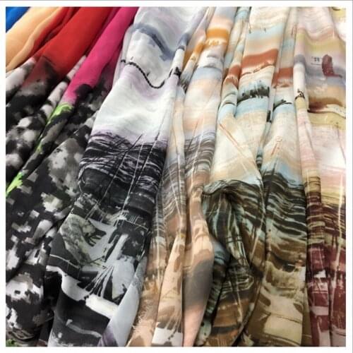 30D*30D Chiffon fabric printed skirt silk scarf summer sunscreen coat curtain home decoration DIY sewing material by the meter