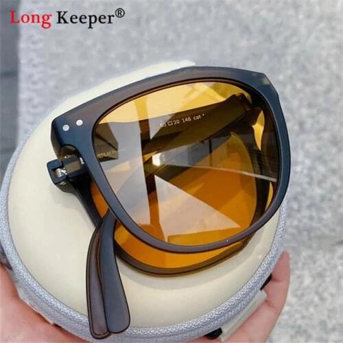 Trending Folding Sunglasses Women Men Portable Foldable Sun Glasses Rivet Big Frame Folded UV400 Optical Spectacles with case
