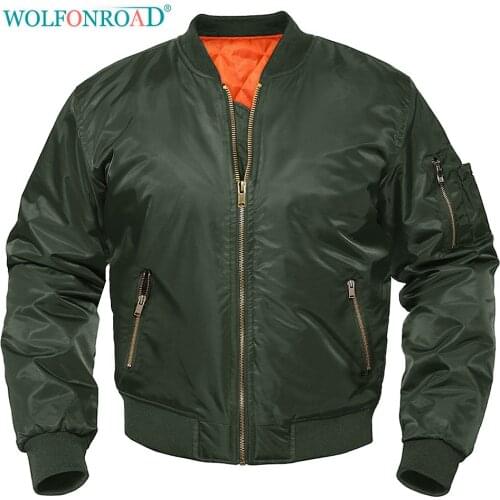 WOLFONROAD Thicken Padded Hiking Camping Bomber Jacket Mens Outdoor Air Pilot Jackets Tactical Military Jacket Coat Warm Outwear