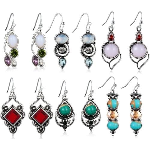 1Pair 2020 New Fashion Vintage Women Earring Rainbow Moonstone Hook Dangle Earrings Ear Stud Charm Jewelry Gifts