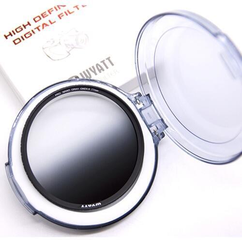 Wyatt 67/72/77/82mm Slim Nano MC Multi-coated Graduated Neutral Density GC-GRAY Soft GND 0.9 ND8 3 Stops Optical Glass Filter