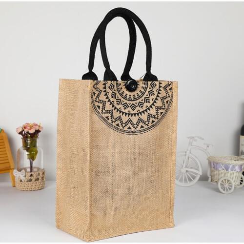 Women Jute Tote Bag Reusable Large Capacity Shoulder Grocery Shopping Bag New