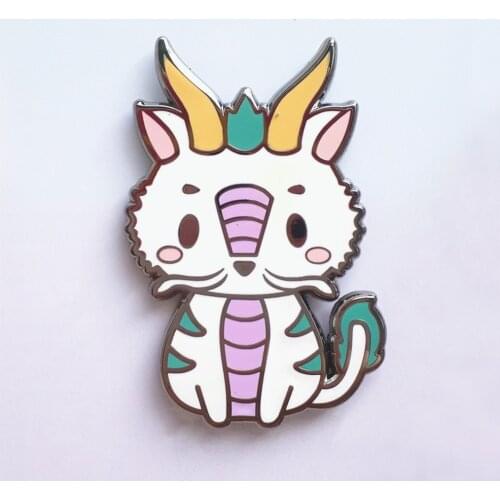 Spirited Aways Kawaii Bailong Hard Enamel Pin Fashion Cartoon Animals Brooch Anime Movie Fan Collectible Badge Unique Gift