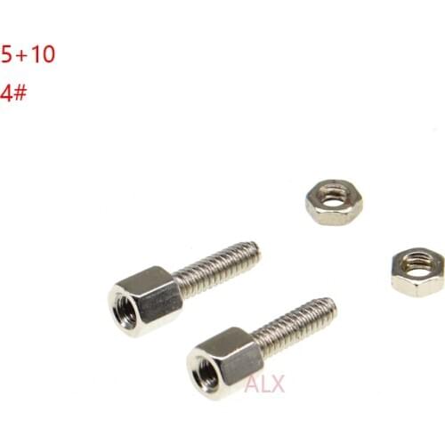 100SETS 5+10MM Hex head Spacing Screws with nut STANDOFF SPACER 5MM+10MM for D-Sub VGA DB9 DB15 DB25 RS232 COM serial connector
