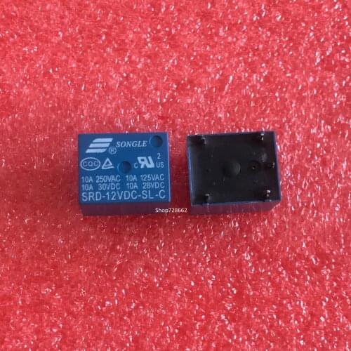 100Pçs/lote SRD-05VDC-SL-C SRD-12VDC-SL-C SRD-24VDC-SL-C SRD-48VDC-SL-C 5V 12V 24V 48V 10A 250VAC 5PIN T73