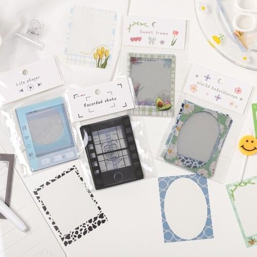 15 Pcs Cute Cow Plaid PET Photo Frame Decorative Stickers DIY Journal Scrapbooking Album Aesthetics Kawaii Stationery Sticker