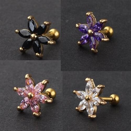 16G Cartilage Helix Tragus Earrings Piercing Marquise Steel Barbell CZ Tragus Cartilage Helix Rook Piercing Earring