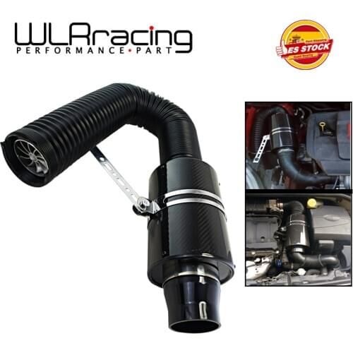 3" Universal Car Cold Air Intake System With Fan Racing Carbon Fiber Cold Feed Induction Air Intake Filter Kit Filter Box