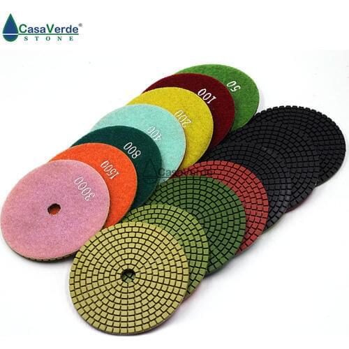 7pcs/lot 100mm Wet 4 inch flexible diamond polishing pads for granite and marble with 2.5mm working thickness
