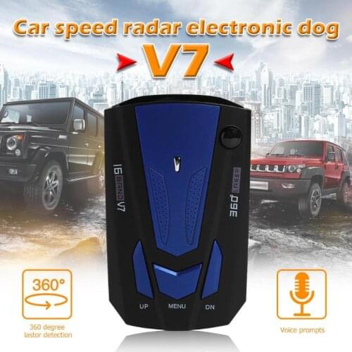 Newest Car Radar Detector English Russian Auto 360 Degree Vehicle V7 Control Speed Voice Alert Alarm Warning 16 Band LED Display