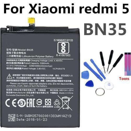 BN35 Mobile Phone Battery For Xiaomi Redmi 5 redmi5 Real Capacity 3300mAh Replacement Li-ion Battery