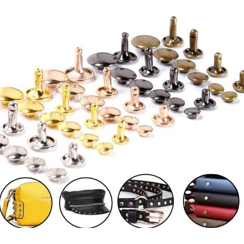 6/8/10/12mm Double Side Width Bracelet Punk Rivet Round Cap Stud For Leather Craft Wallet Belt Bag Shoe Pet Collar Accessories