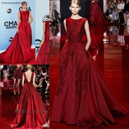 Burgund Evening Dress Elegant Long Backless Red Carpet Prom Party Dress Formal Event Gown