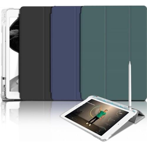 Case for 2019 iPad 10.2 7th 2017 9.7 2020 Pro 11 10.5 Air 3 4 10.9 Smart Cover with Pencil Holder for iPad 5th 6th Generation
