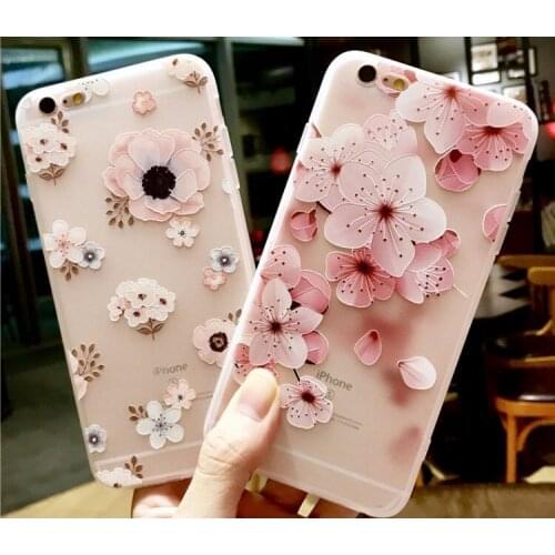 Case for iphone X XR XS Max iphone 6 6s 7 8 Plus SE 2020 12 mini 11 12 Pro Max Silicone 3D Relief Flower Soft Cover cases
