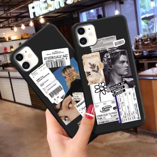 Fashion Retro Bar Code Label TPU Soft Case for iPhone 12mini 7 8 Plus SE2020 black Cover for iPhone Xs Max 11Pro 12pro Max XR 6s